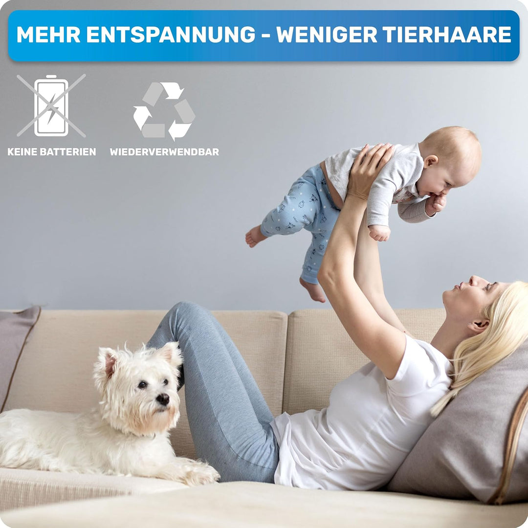 BluePet Tierhaarentferner wiederverwendbar mit Mini Fusselrolle | Fusselentferner für Kleidung, Sofa