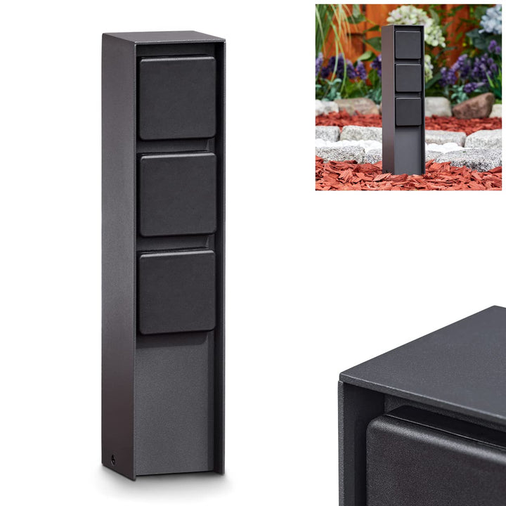 Steckdosensäule Reigolil, Steckdose mit Leuchte aus Metall/Kunststoff in Anthrazit/Schwarz, Steckdos