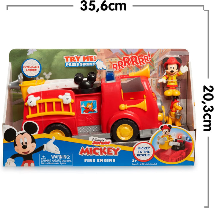 Mcc00 Mickey, Feuerwehrwagen, mit Geräuschen und leuchtenden Funktionen, 2 Figuren inklusive, Spielz