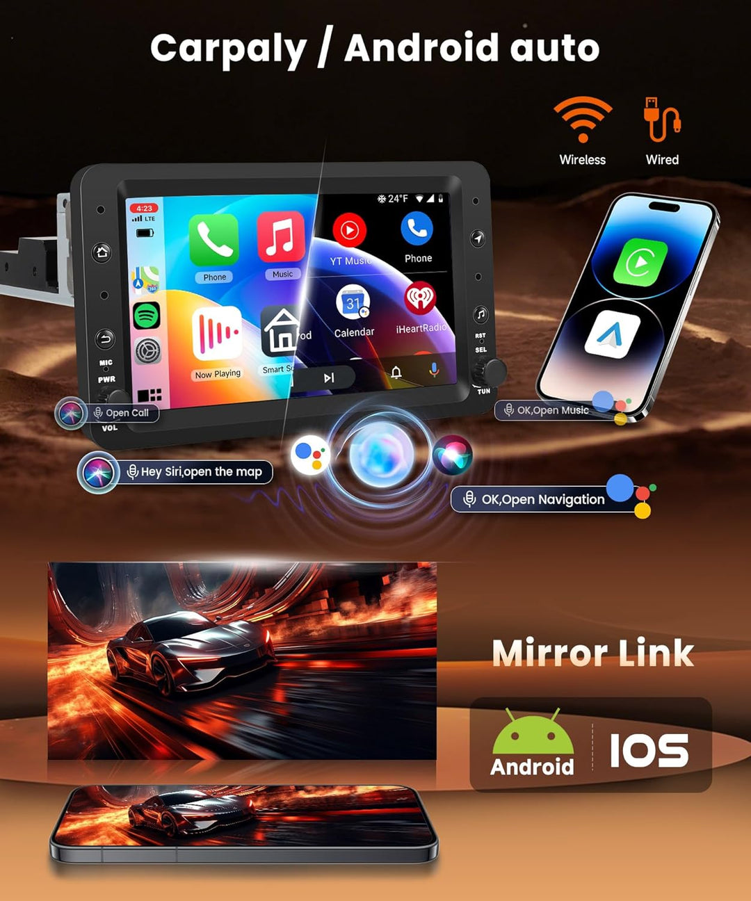 8 Kern 4G+64G Autoradio Android 15 für Alfa Romeo 159 2004-2011, 7 Zoll HD IPS Touchscreen Auto Radi