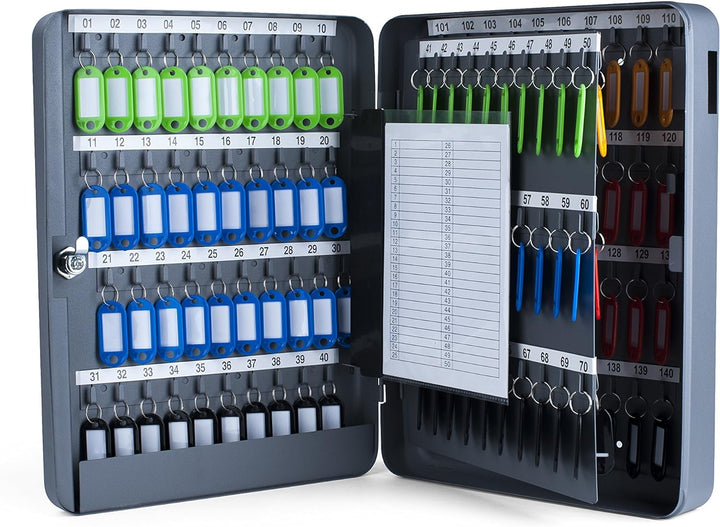 Pavo 8027064 Schlüssel-Kasten/Schrank, 140 Haken mit seitlichem Schlüsseleinwurf, dunkelgrau 140 Hak