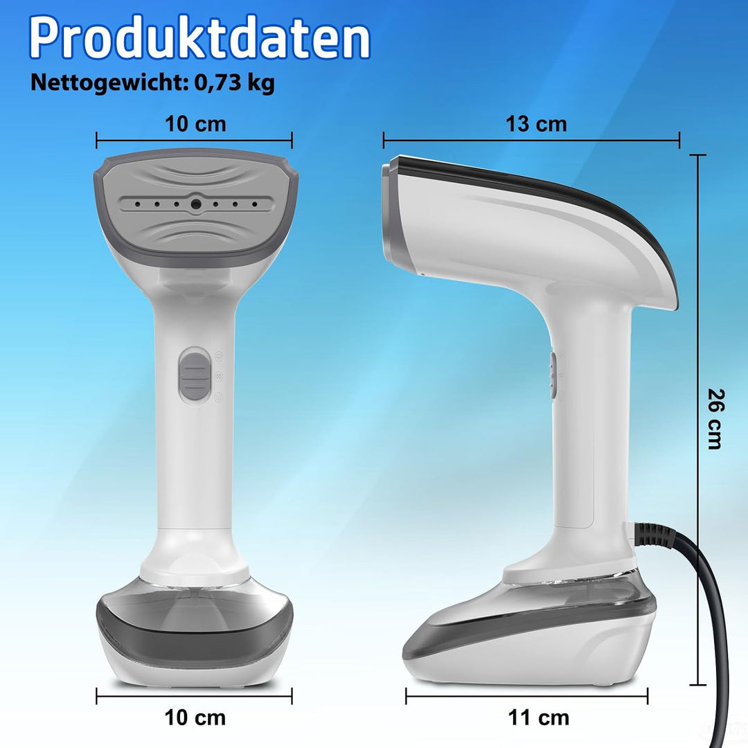 1800W Tragbarer Dampfglätter für Kleidung, 20-Sekunden Aufheizzeit | 2-in-1 Bügeleisen &amp; Faltenentfe