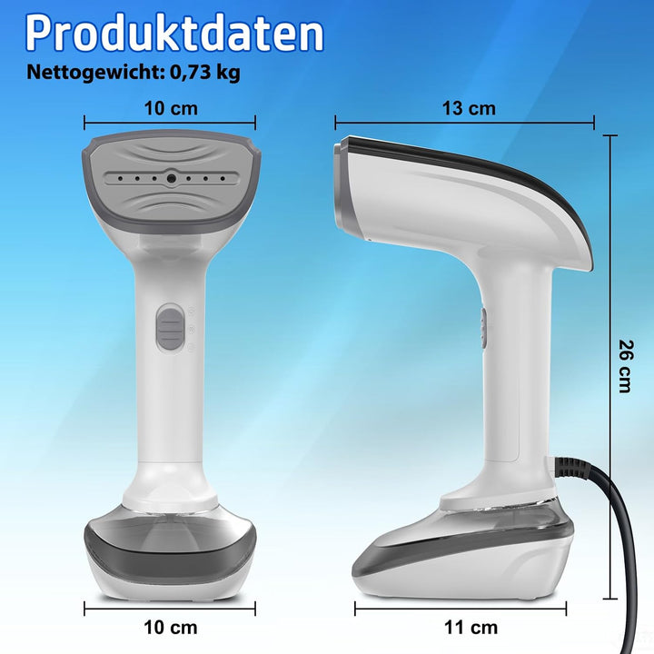 1800W Tragbarer Dampfglätter für Kleidung, 20-Sekunden Aufheizzeit | 2-in-1 Bügeleisen &amp; Faltenentfe