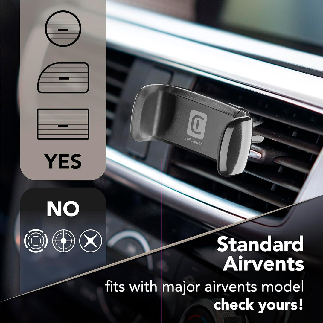 cellularline - Spin AIR - Smartphone Halterung fürs Auto - Kompatibel mit Standard-Luftauslässen - 3
