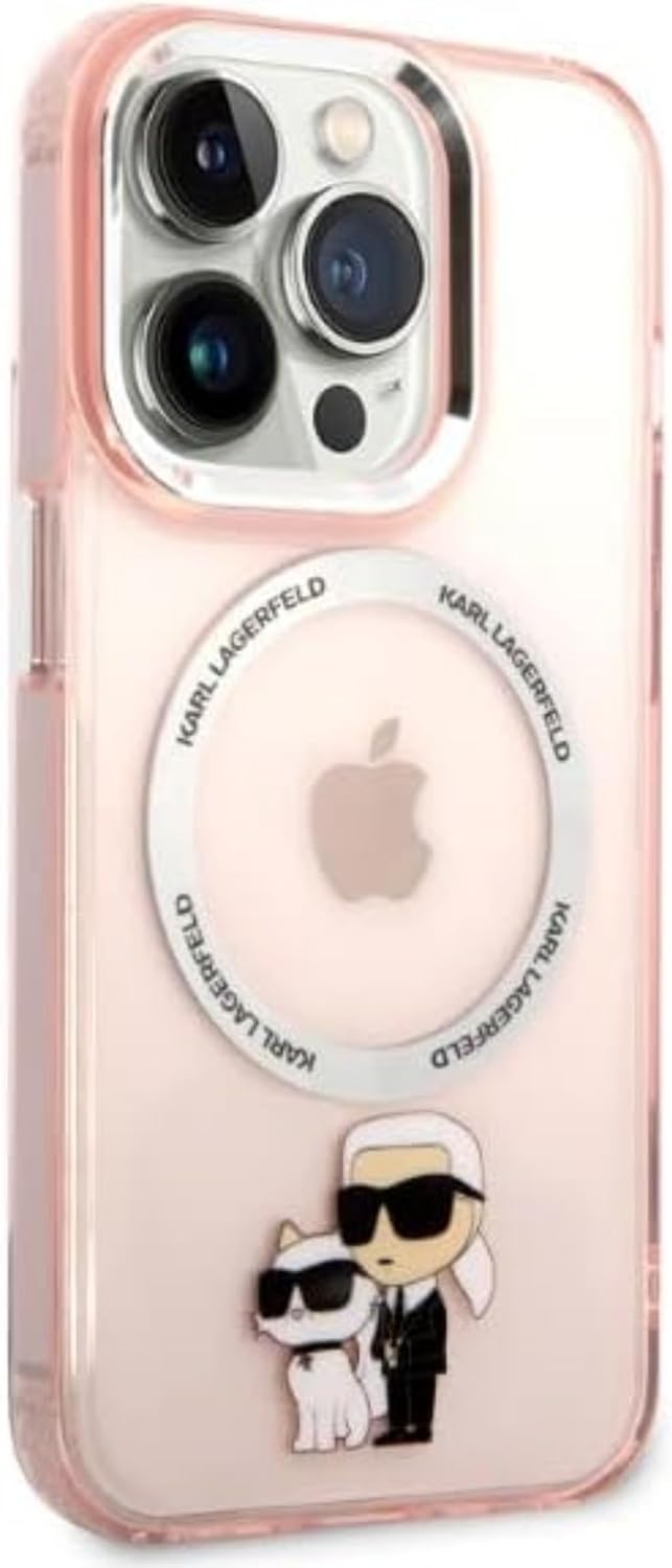 Karl Lagerfeld KLHMP14LHNKCIP Hülle für iPhone 14 Pro 6,1" hardcase rosa Iconic Karl&Choupette