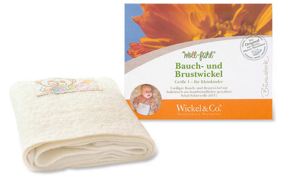 Bauchwickel Brustwickel Schafschurwolle für Kleinkinder, Gr. 1