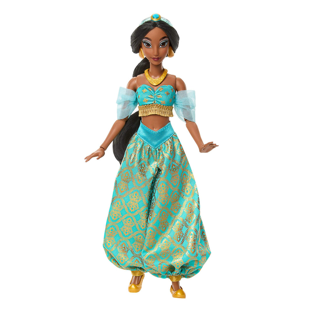 Mattel Disney Princess Glitzerprinzessin Jasmin Modepuppe mit Zubehörteilen, mit abnehmbarem Outfit,