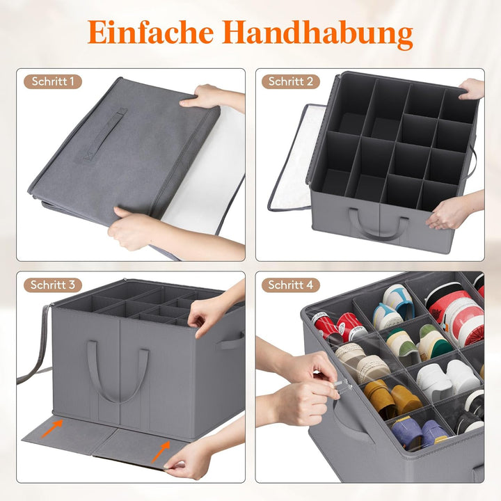 Lifewit Schuhorganizer für 16 Paar, Grosser Schuhschran für Closet mit Unterteilungen und Deckel, Pl