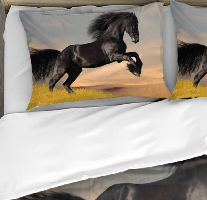 Pferde Motiv Bettbezug,Das laufende Pferd Motiv Kinder Bettwäsche Set,3D-Druck Tiere Pferd Motiv Bet