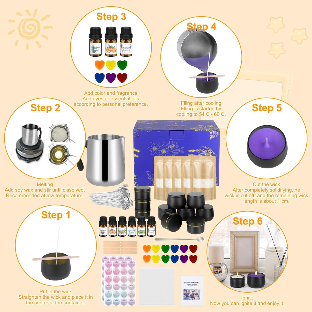 Supersun Kerzen Selber Machen Set für Erwachsene Kinder DIY Kerzenherstellung Kit Duftkerzen Giessen