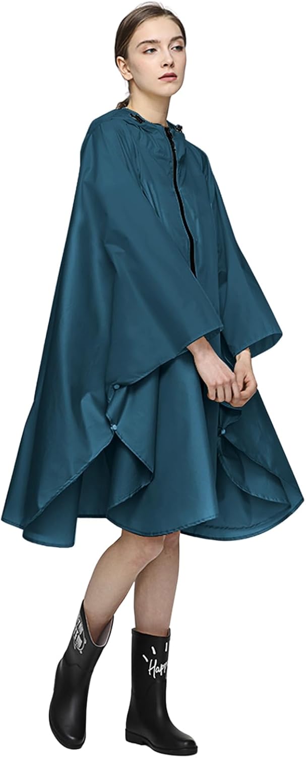 LAMA Mode Regenponcho Unisex Regenmantel Atmungsaktiv Regencape Leicht Regenjacke Regenschutzbekleid