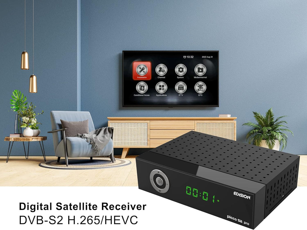 EDISION Picco S2 pro Full HD Satelliten Receiver DVB-S2 H.265 HEVC, WLAN on Board, Multistream, HDMI