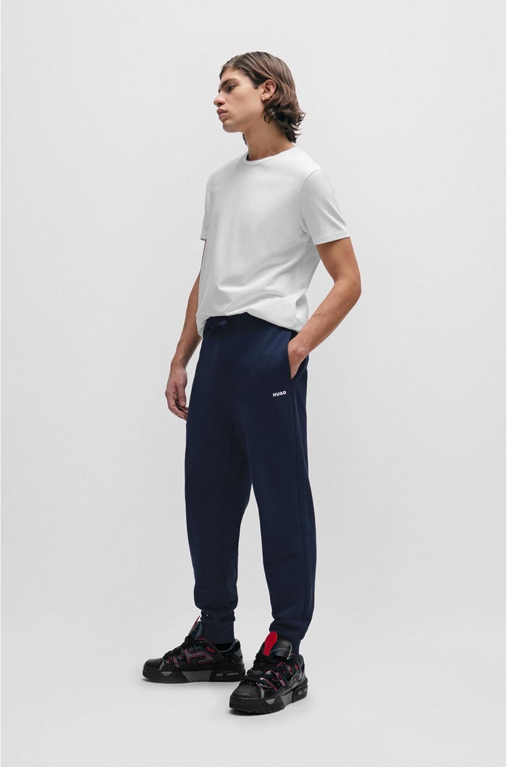 HUGO Herren Dayote232 Jogginghose aus Baumwoll-Terry mit Logo-Print L Dark Blue405, L Dark Blue405