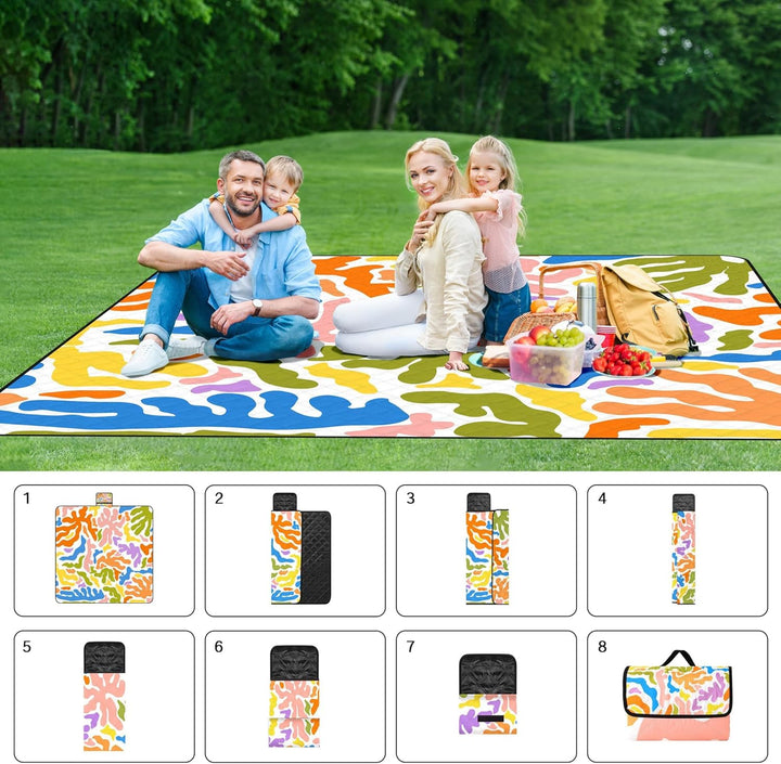 Jopee Picknickdecke Sandfrei, 200 x 200cm Wasserdicht Stranddecke für 4-6 Personen, Leicht und Tragb
