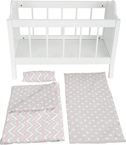 small foot Puppengitterbett aus Holz, mit weicher Matratze, Bettdecke, Kissen und Bettwäsche, ab 3 J