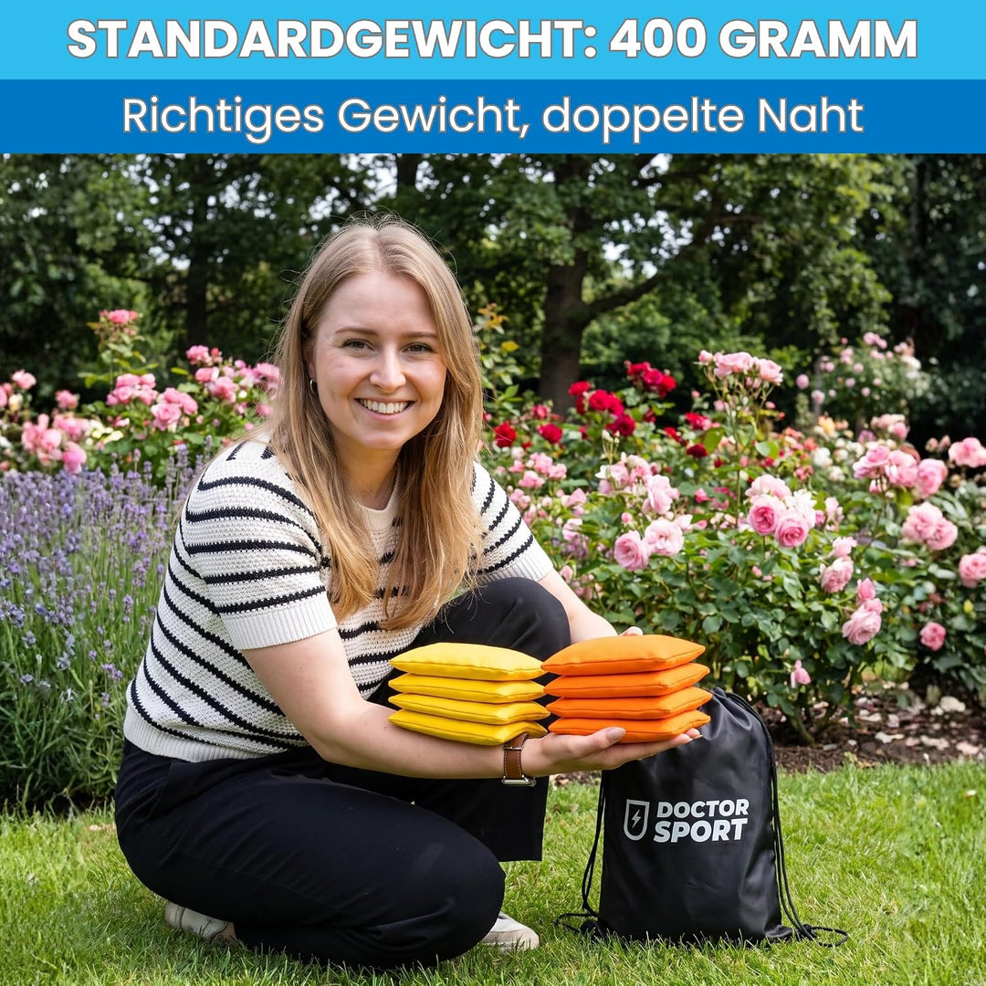 DOCTOR SPORT │ Original Cornhole Bean Bags (8-teilig) │ 15 x 15 cm │ 400 g │ Aus Bester Verarbeitung