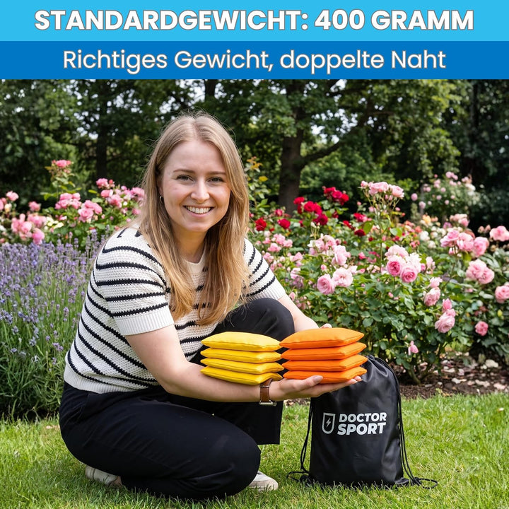 DOCTOR SPORT │ Original Cornhole Bean Bags (8-teilig) │ 15 x 15 cm │ 400 g │ Aus Bester Verarbeitung