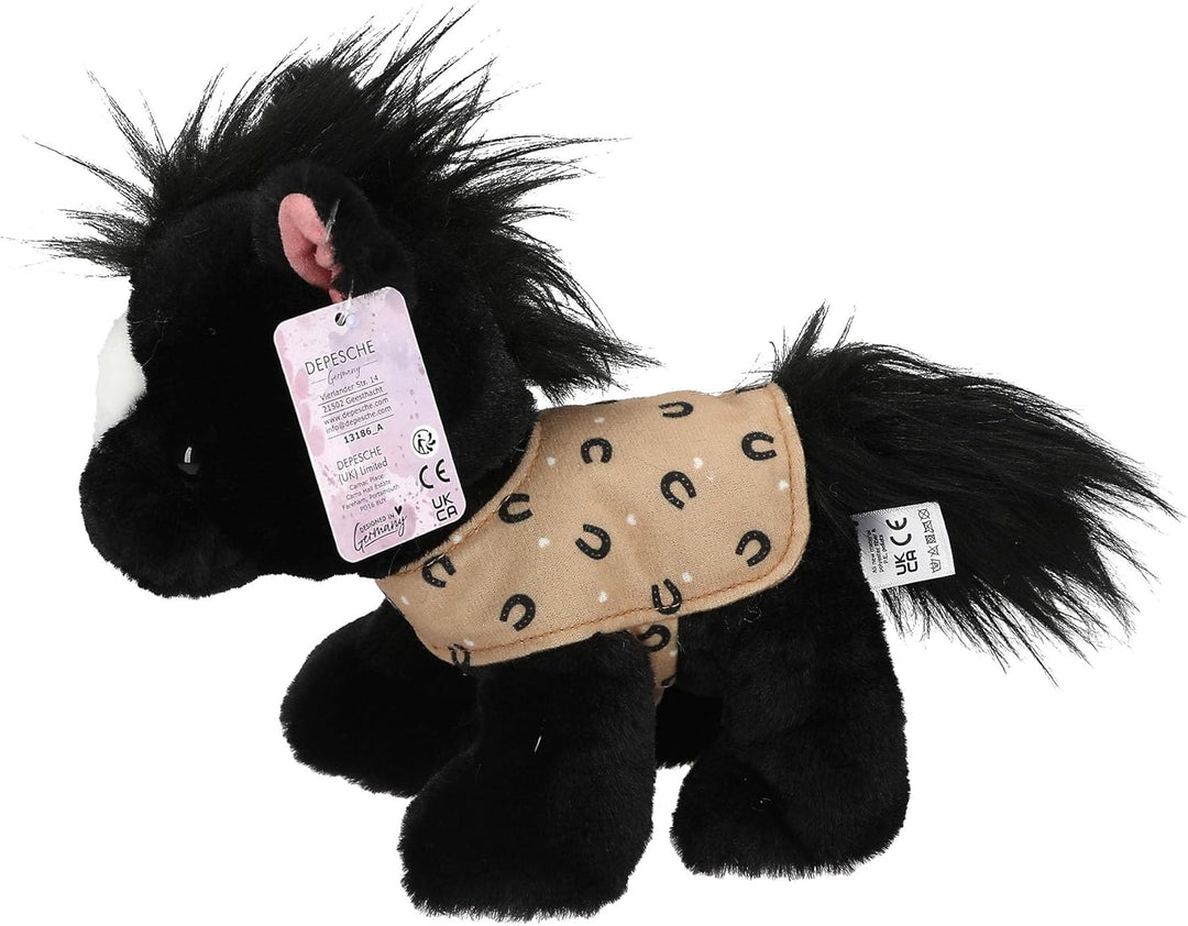 Depesche 13186 Miss Melody - Kuscheltier Pferd Black Angel in Schwarz-Weiss, ca. 20 cm grosses Plüsc