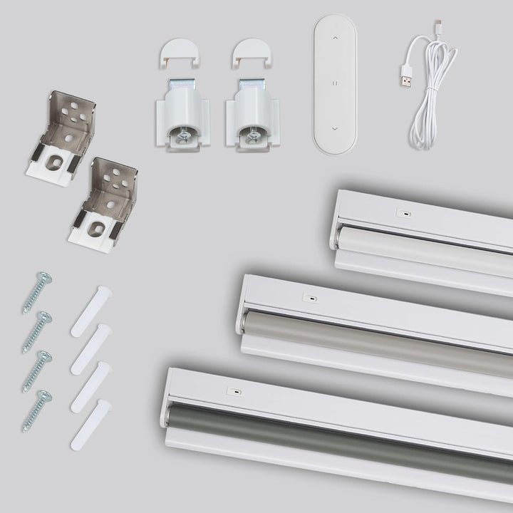 HOMEDEMO Elektrische Rollos Wiederaufladbare Verdunklungsrollo mit Motor &amp; Fernbedienung, Weiss 50x1