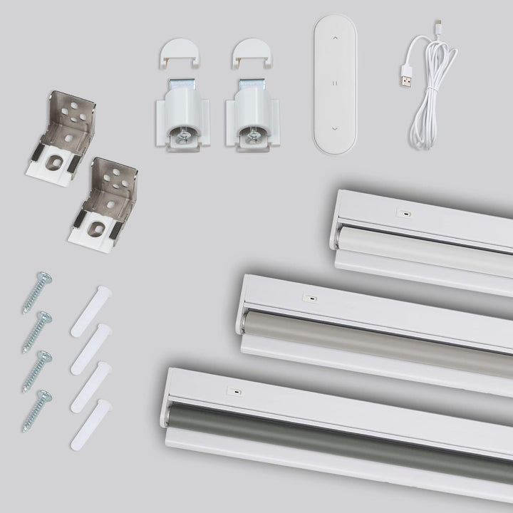 HOMEDEMO Elektrische Rollos Wiederaufladbare Verdunklungsrollo mit Motor & Fernbedienung, Dunkelgrau