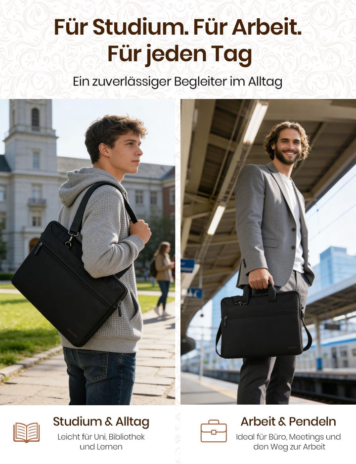 DOMISO laptoptasche 17 zoll, Wasserabweisende laptop tasche 17+ zoll, laptop tasche mit Schultergurt