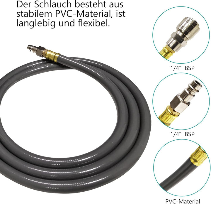 HENGMEI 20m Druckluftschlauch Druckluft Schlauchtrommel 1/4" Trommel Wandschlauchhalter Aufroller au