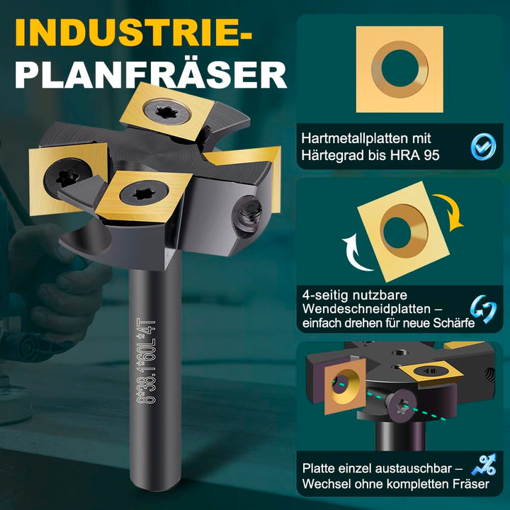 BALUGAEA Planfräser 8mm Schaft Durchmesser 38,1 mm Hobelfräser Holz Abflachfräser mit TiN-besch Hart