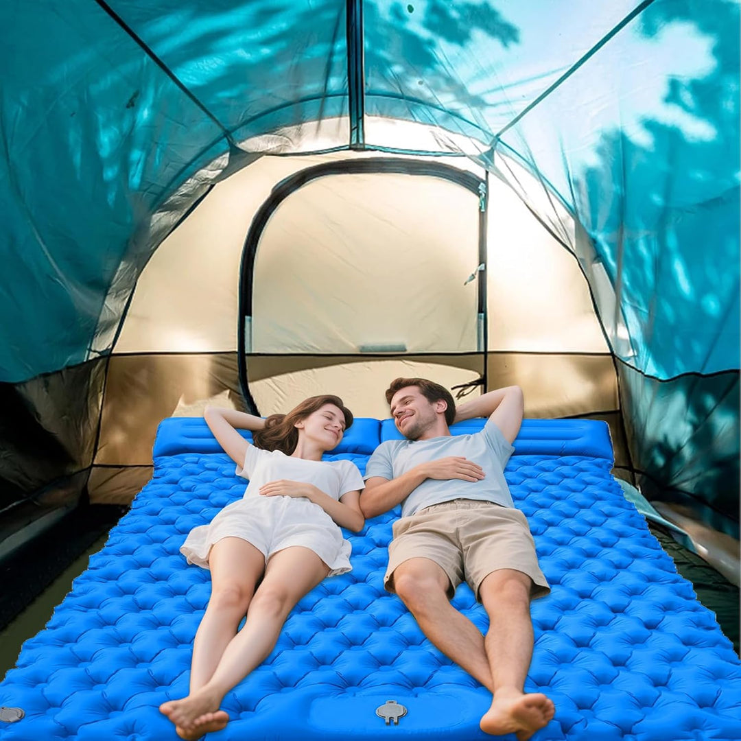 Camping Schlafmatte | 2-Personen Luftkissenmatratze Mit Kopfkissen | Leichtes & Kompaktes Outdoor Zu