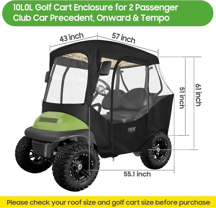 10L0L Golf Cart Deluxe Enclosure für 2 Passagiere Club Car Precedent & Temo,600D Winddicht Wasserdic