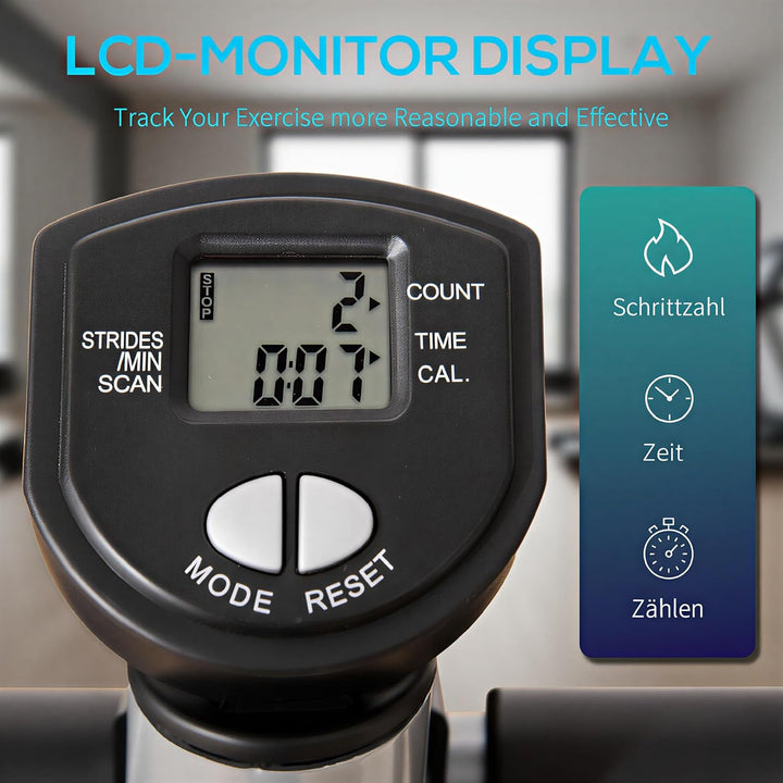 HOMCOM Stepper mit Handgriff Heimtrainer für Zuhause Kompakt Fitnessgerät für Bein- und Po-Training