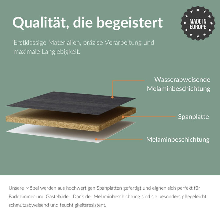 Planetmöbel Waschtischunterschrank 50 cm Anthrazit mit Armatur Chrom mit Wasserhahn Chrom Anthrazit,