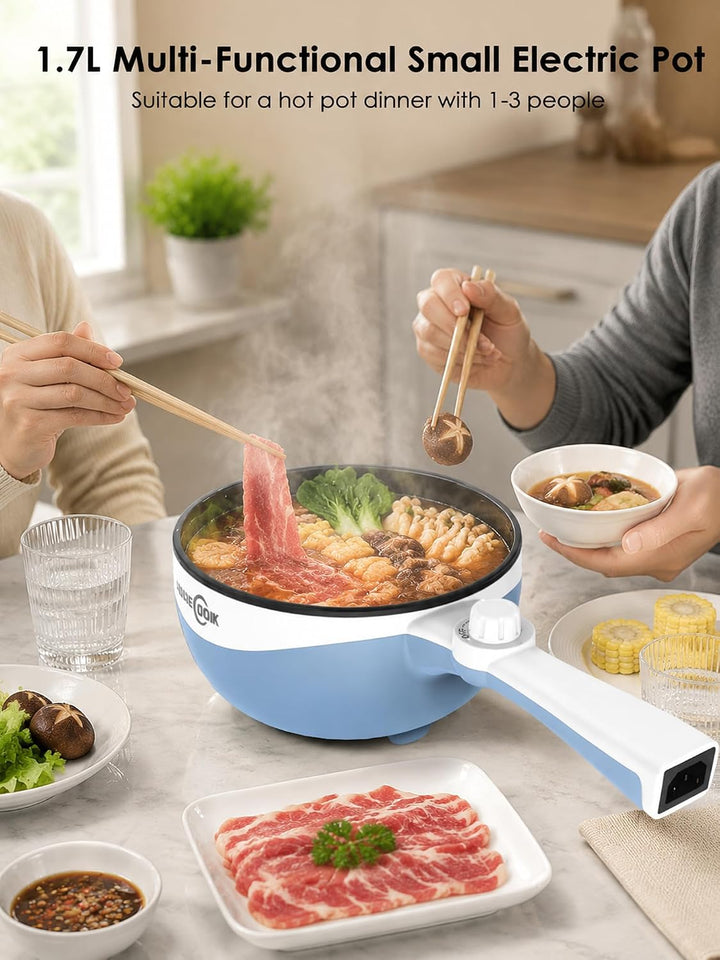 Audecook Elektrische Hot Pot mit Dampfgarer,Elektrische Bratpfanne, Hot Pot Topf 20cm, Antihaft Mini