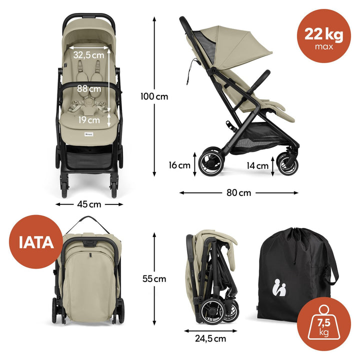 hauck Fly N Care - Ultrakompakter und Leichter Reisebuggy Einhändig Faltbar, mit Liegeposition ab Ge