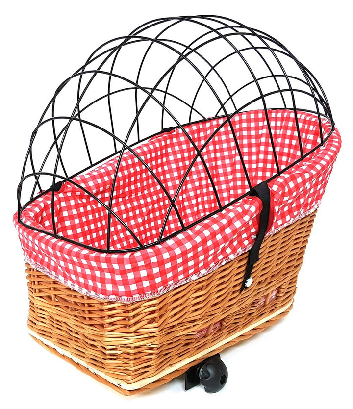 Tigana - Hundefahrradkorb für Gepäckträger aus Weide Natur 56 x 36 cm mit Metallgitter Tierkorb Hint