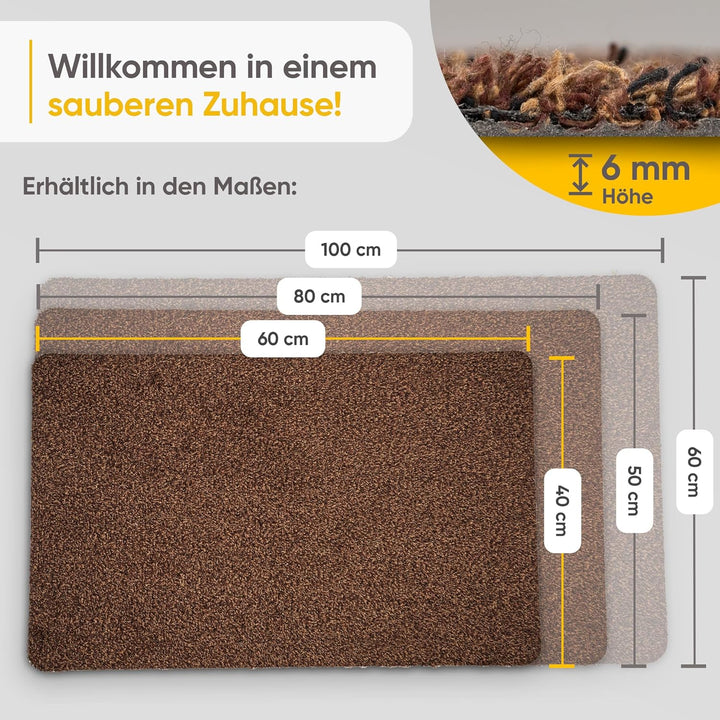 Entrando Fussmatte 40x60 cm - innen und aussen - Baumwolle - rutschfest, waschbar, robust - passt un