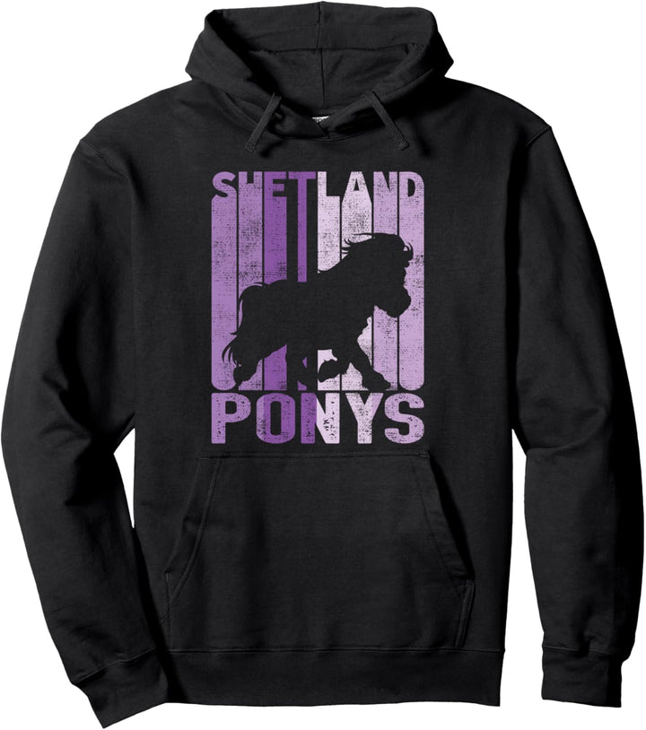Retro Shetland Ponys Shetty Reiterin Pferd Pullover Hoodie