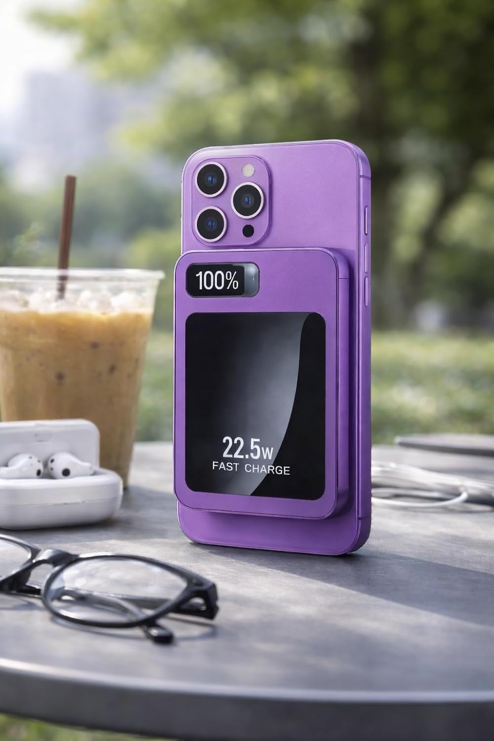Magnetische Powerbank 10000mAh Mini 22.5W PD Schnellladen mit LED Display – kompatibel mit Samsung,