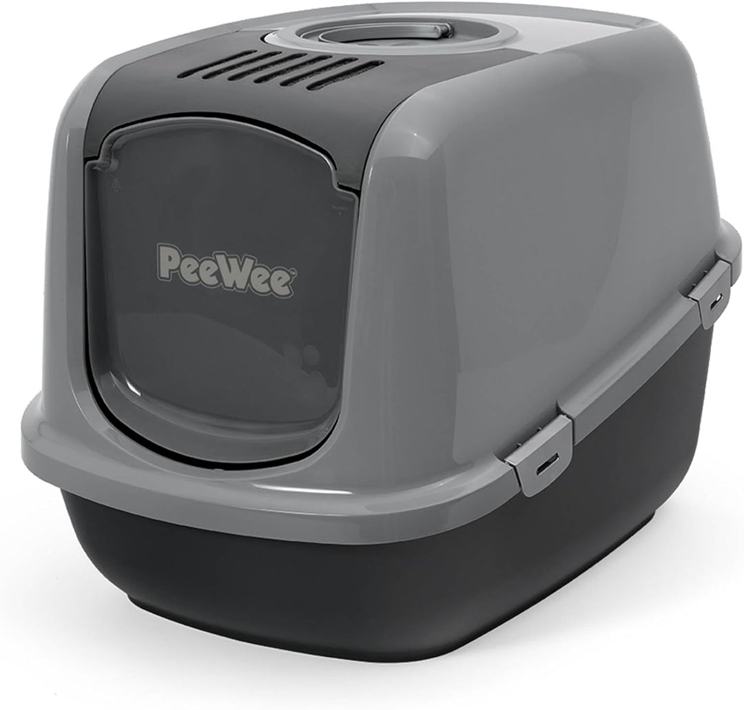 PeeWee Katzentoilette XXL EcoDome Katzenklo mit Haube Katzen WC geschlossen inkl. 3kg Streu Holzpell