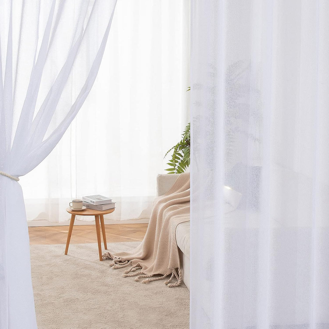 MIULEE Sheer Voile Vorhang mit Ösen Transparente Optik Gardine Ösenvorhang Ösenschal Transparent Dur