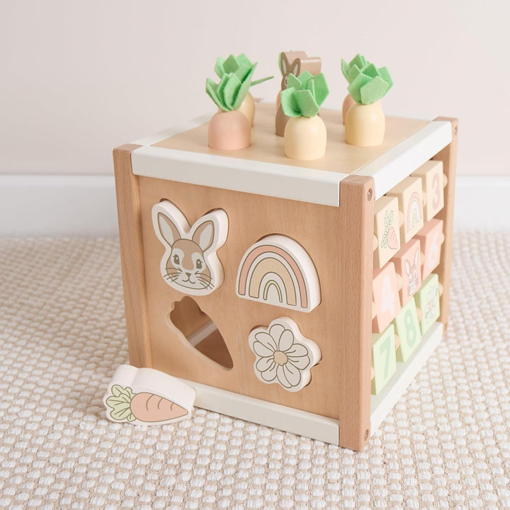 Bieco Motorikwürfel Hase Fine nachhaltiges Holz FSC® | Spielwürfel Baby | Motorikwürfel ab 1 Jahr Ac