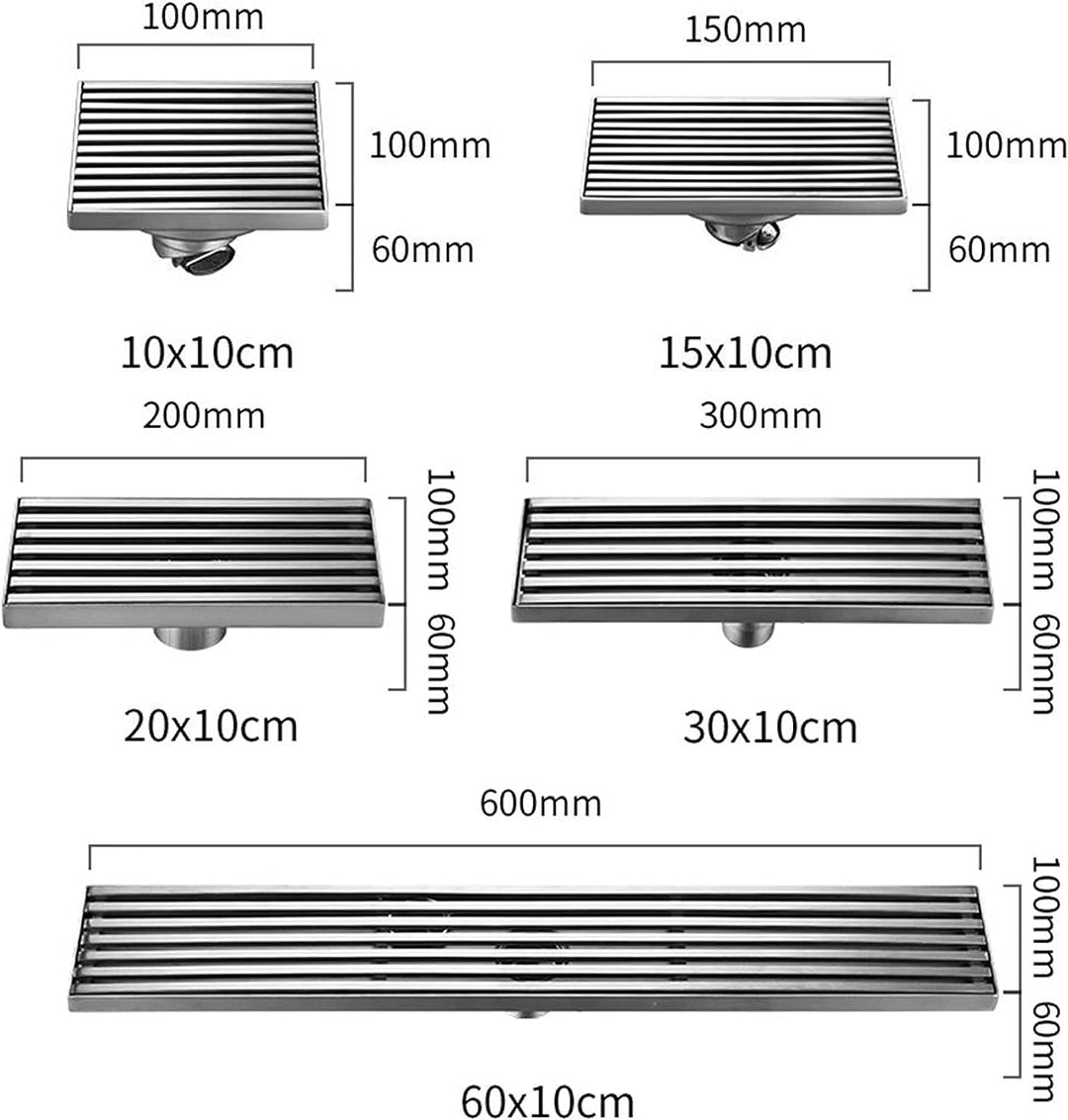 Bodenablauf Quadratisch Linear Anti-Geruchs-Abfluss Ablaufgarnitur Edelstahl Bad Duschabfluss Haarfä