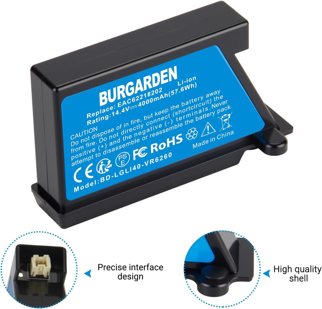 14.4V 4000mAh Li-Ion Akku für LG HomBot VR66801VMIP, VR66802VMWP, VR7412RB Staubsauger Home Cleaner