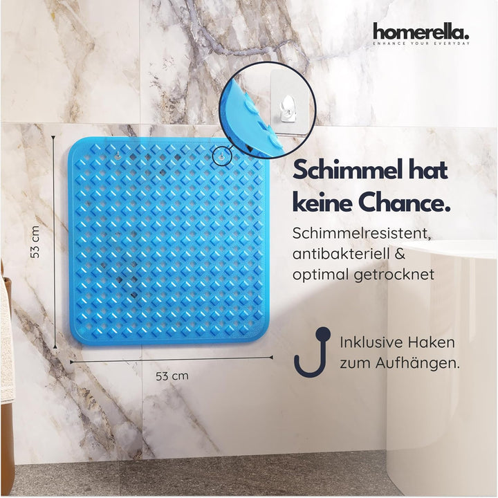 homerella© Duschmatte rutschfest 53x53cm, INKL. AUFHÄNGUNG, Antirutschmatte Dusche, schimmelresisten