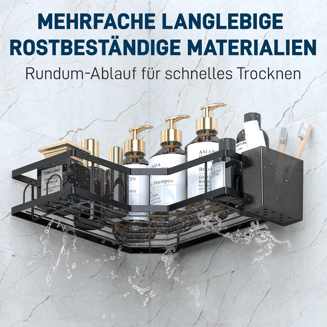 Duschablage ohne Bohren, Eckregal Bad Edelstahl Badezimmer Organizer Badezimmer Regal mit Klebepad D