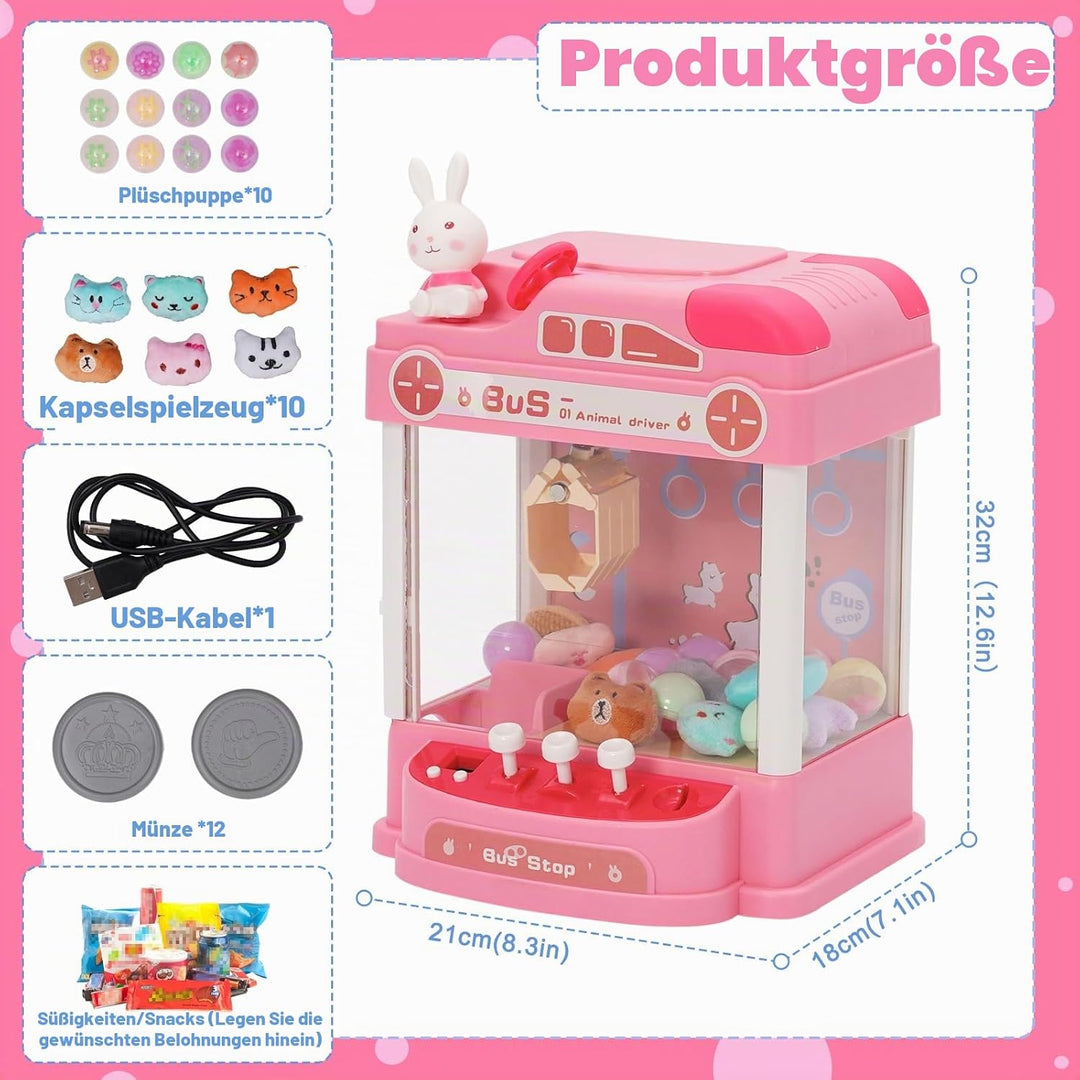 Mini Greifmaschine Candy Doll Mit Lenkrad Gachapon Grabber Süssigkeiten Greifautomat mit Münzschiebe