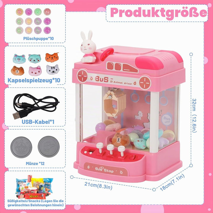 Mini Greifmaschine Candy Doll Mit Lenkrad Gachapon Grabber Süssigkeiten Greifautomat mit Münzschiebe