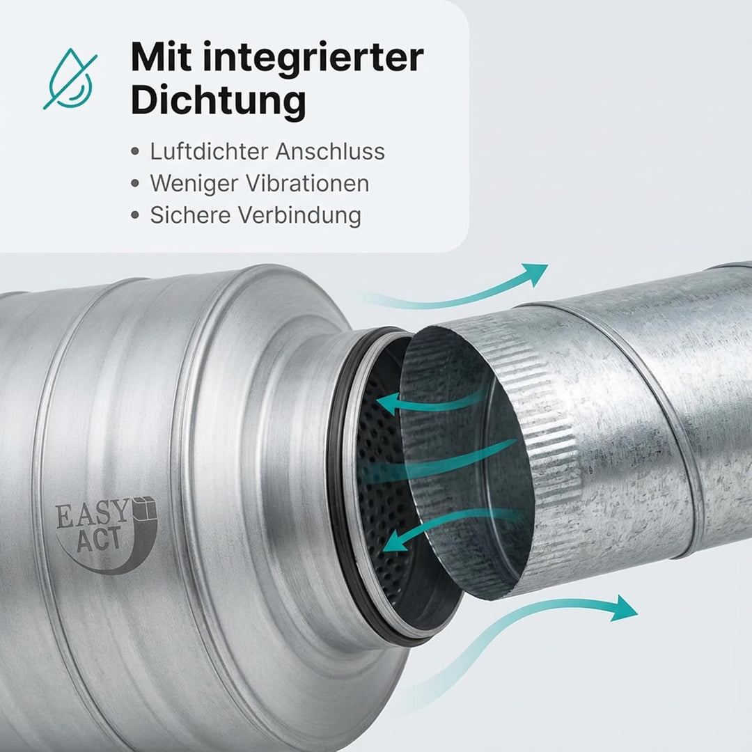 Easy Act Schalldämpfer Ø 100 mm, Länge 300 mm, effizienter Rohrschalldämpfer aus verzinktem Stahl zu