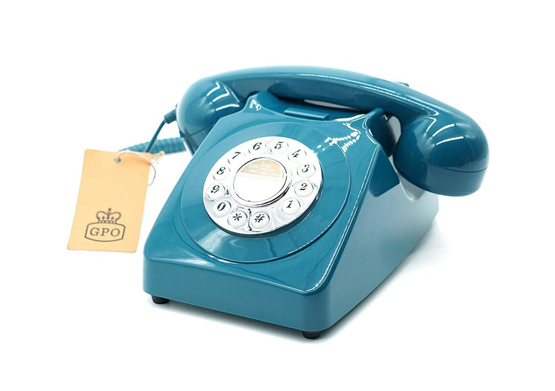 GPO 746PUSHAZU Nostalgie Telefon im 70er Jahre Design Azurblau Azorenblau Einzelbett, Azorenblau Ein