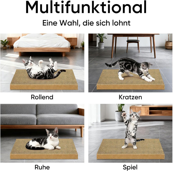Katzenkratzbrett 8er-Pack, Ersatz-Kratzpads aus Wellpappe für Wohnungskatzen und Kitten, grosse Katz