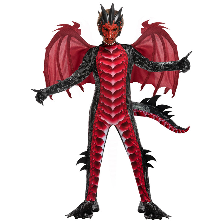 Spooktacular Creations Kind Jungen Drachenkostüm, Drachenflügel und Maske, Halloweenanzug Drachenanz